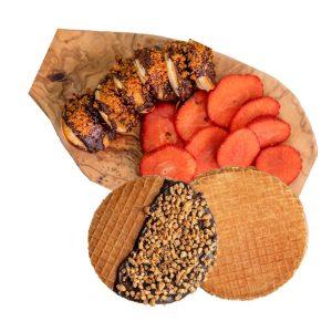 Poffertjes, fruta y stroopwafels